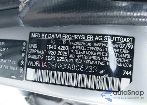 1999 Mercedes-Benz C 280 z USA, uszkodzony, nr VIN WDBHA29GXXA806233